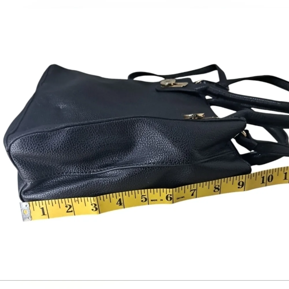 Tommy Hilfiger Black Satchel Shoulder Crossbody Bag | Gold Monogram | Classic